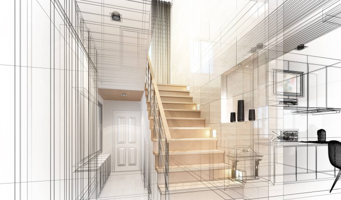 sketch-design-stair-hall-3dwire-frame-render